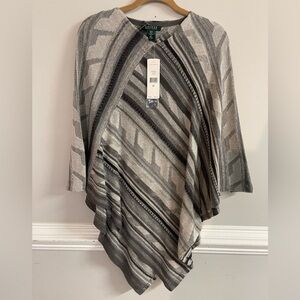 Lauren Ralph Lauren Grey and White Poncho